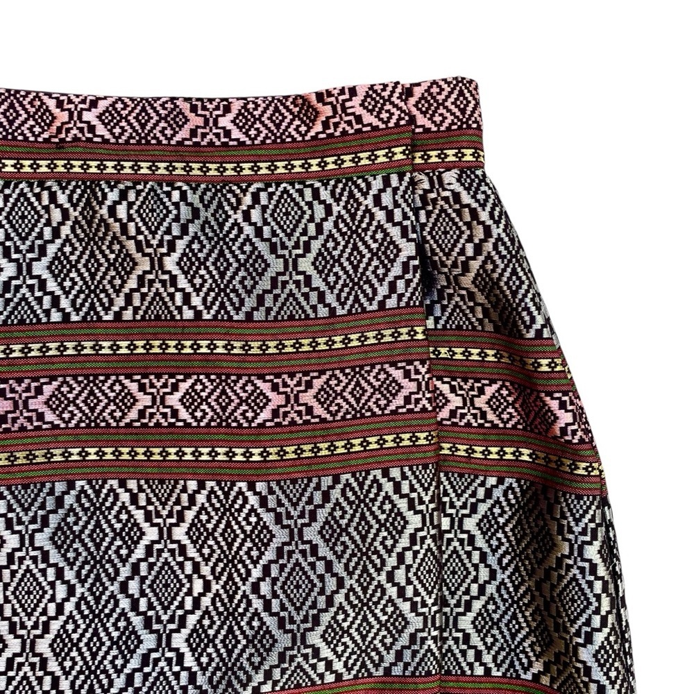 Petite Boho Chic Shiny Embroidered A-Line Skirt Silver Pink Ethnic Size XS - Picture 4 of 15